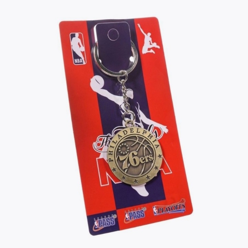 NBA Philadelphia 76ers Basketball Metal Gold Keychain NEW Joel Embiid
